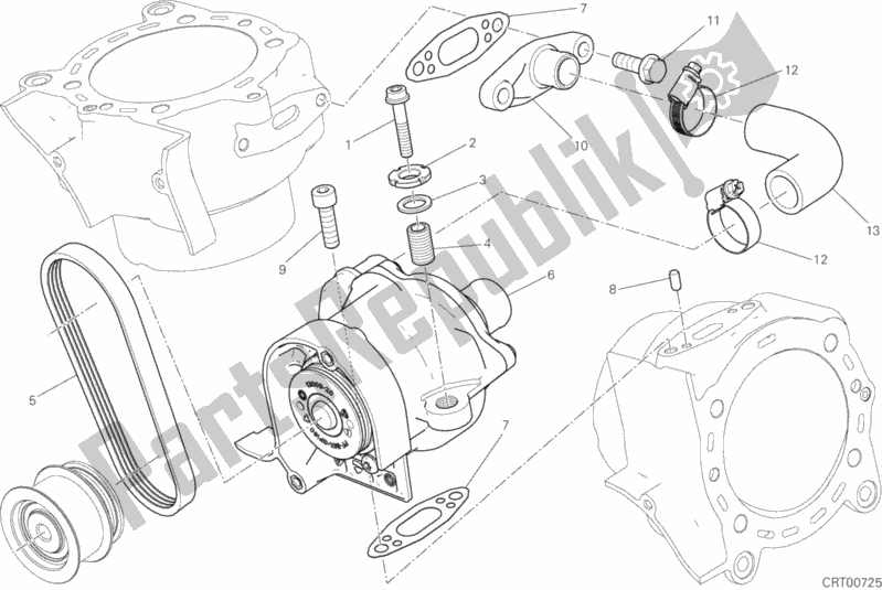 Alle onderdelen voor de Pompa Acqua van de Ducati Diavel Xdiavel Thailand 1260 2017